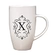 Tapered 10 oz Ceramic Coffee Mug, Monogram - X Tapered 10 oz Ceramic Coffee Mug, Monogram - X