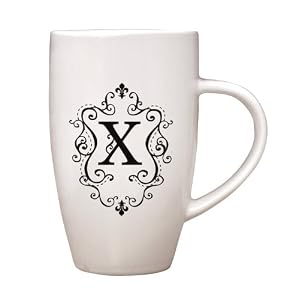 Tapered 10 oz Ceramic Coffee Mug, Monogram - X