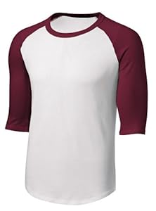 Sport-Tek T200/YT200 Men's Or Youth Raglan 3/4 Sleeve 100% Cotton Baseball Tee Shirt - white-cardinal T200 S