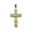 14k Two Tone White and Yellow Gold Cross Pendant