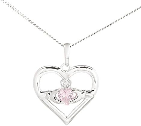October - Pink Tourmaline Birthstone claddagh Pendant