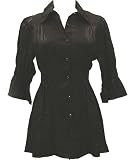 Black Satin Knit Tunic Top Blouse