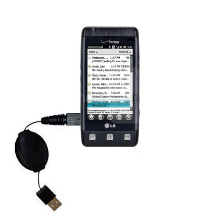 Retractable USB Cable for the LG VS750 with Power Hot Sync and Charge capabilities - uses Gomadic TipExchange Technology