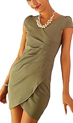 V-neck Cocktail Sheath Puff Sleeves Mini Dress 