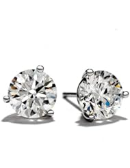 IGI Certified 1/4 Carat Round Brilliant Cut Diamond Stud Earrings Platinum 3 Prong Push Back (H-I Color, SI1-SI2 Clarity)