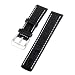 RECHERE 22mm Crocodile Grain Leather Watch Band Strap Contrast Stitch Color Black
