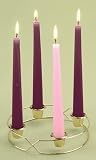6.5" Gold Christmas Advent Wreath with Taper Candles