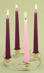 6.5" Gold Christmas Advent Wreath with Taper Candles