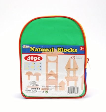 First Learning Natural Building Blocks - 40-pc Set in Mini Back Pack