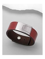 Red Leather Bracelet In White Base