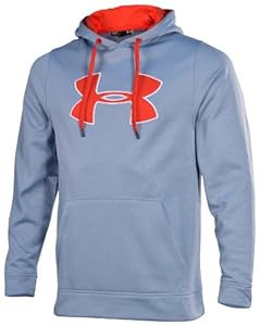 Under Armour Men's UA Big Logo Fleece Storm Hoodie-Gray/Red-Small