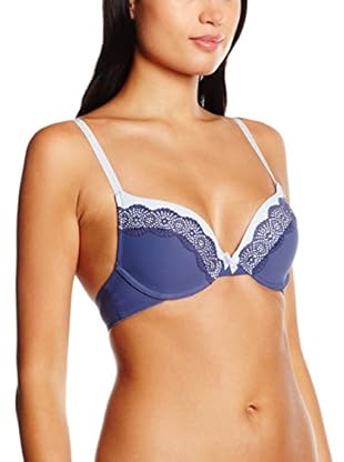 After Eden Sujetador Padded With Lace Trim And Stones (Azul Medio)