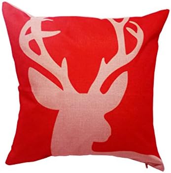 Lydealife （TM）18 X 18 Inch Cotton Linen Decorative Throw Pillow Cover Cushion Case, Christmas Deer LD103