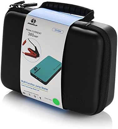 ZOOMUP 12 Volt Car Battery Jump Starter Booster and Power Bank. Includes: Premium Recoil Free Jumper Cables, Laptop and Smartphone Charging Cables - 4000 mAh