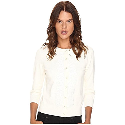 ケイト スペード アウター ニット&セーター Lace Trim Cardigan Cream [並行輸入品]