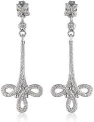 Sterling Silver Simulated Diamond Crown Inspired Drop Earrings