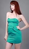 HAKAN Chic Strapless Dress Green