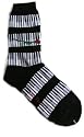 Womens 9-11 Piano Keys with Red Rose Cotton Lycra Novelty Socks