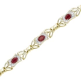 14K Yellow Gold 1 2 ct. Diamond and 6 ct. Ruby Bracelet by