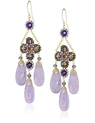Miguel Ases Cape Amethyst 3-Drop Flower Earrings
