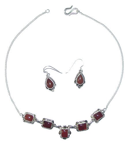 Earring and Necklace Sets Sterling Silver With Onyx Gemstones Handmade Indian Jewelry (gnklcs225)