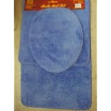 3 PIECE BATHROOM RUG, CONTOUR and LID COVER SET - BLUE by 
