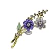 Daisy Bouquet Diamante Gold-Tone Brooch Pin - Blue