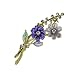 Daisy Bouquet Diamante Gold-Tone Brooch Pin - Blue
