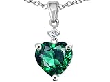 Original Star K(tm) 8mm Heart Shape Simulated Emerald Pendant in .925 Sterling Silver