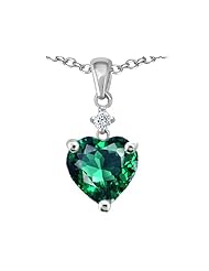 Original Star K (tm) 8mm Heart Shape Simulated Emerald Pendant in .925 Sterling Silver