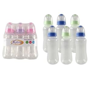 Luvable Friends 6-Pack BPA Free Waisted Baby Bottles, 8 Oz, Pink