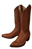 Resistol Ranch 'M3169' Crocodile Belly Cowboy Boots Mens - Tan
