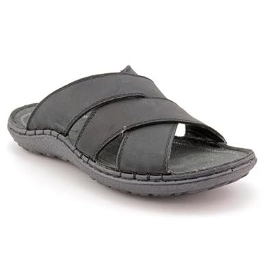 ... : Men's Hush Puppies Decode Slide (11 W in Black Waxy Leather): Shoes