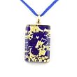 Handmade Murano Glass Pendant - Rectangle S Blue/Gold Style4