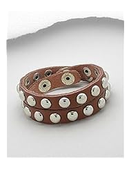 Brown Leather Bracelet In White Base