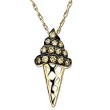 14k Yellow Gold Champagne Diamond and Black Rhodium Ice Cream Cone Pendant (1/8 cttw, I-J Color, I2-I3 Clarity), 18