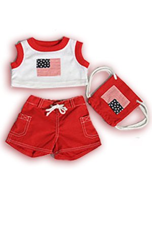 20113-USA Shorts & Tank Top Clothes for 14 - 18 Stuffed Animals and Dolls