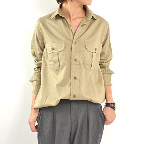 (インディビジュアライズドシャツ) INDIVIDUALIZED SHIRTS フラップポケット付き ツイルレギュラーカラー シャツ ベージュ
