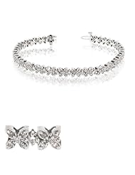 2.5ct tw Diamond Bracelet 14k Gold Flower Cluster Design 7 Inch
