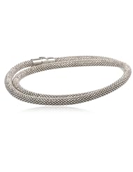 Italian Sterling Silver Rhodium Plated Flexible Popcorn Necklace Magnetic Clasp, 18"