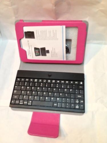 XTEK Leather Protective Case Stand Cover W/ Removable Detachable Bluetooth Keyboard For Google Nexus 7 inch - Rose Color