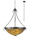 Meyda Tiffany 99989 Hammered Black Leaves and Branches Tiffany Four Light Down Lighting Bowl Pendant