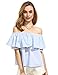 SheIn Women's Off Shoulder Striped Ruffles Short Sleeve Blouse