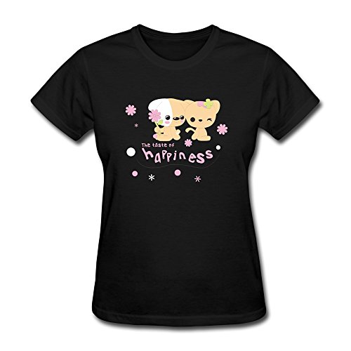 Design Slim Fit Taste Happiness Tshirts For Women Black Large