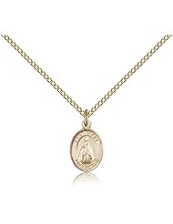 Gold Filled Saint St. Blaise Medal Pendant 1/2 x 1/4 Inches Throat Ailments-9010- Comes with a Gold Filled Lite Curb Chain Neckace And a Black velvet Box