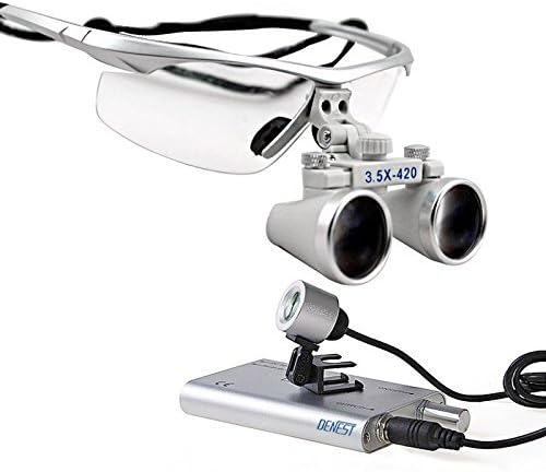 DENEST 3.5x 420mm Dental Surgical Binocular Loupes with LED Dental Headlight Lamp by DENEST