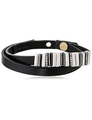 Kenneth Cole New York "Limelight" Shaky Pave Bead Leather Wrap Bracelet, 8"