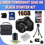 Powershot SX40 HS 12.1MP Digital Camera with 35x Wide Angle Optical Image Stabilized Zoom + 16GB Accessory Kit . !