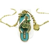 Tutti Frutti Gold Green Flip Flop Pendant Necklace Fashion Jewelry
