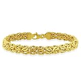14K Yellow Gold Hammered Double Link Byzantine Bracelet 7